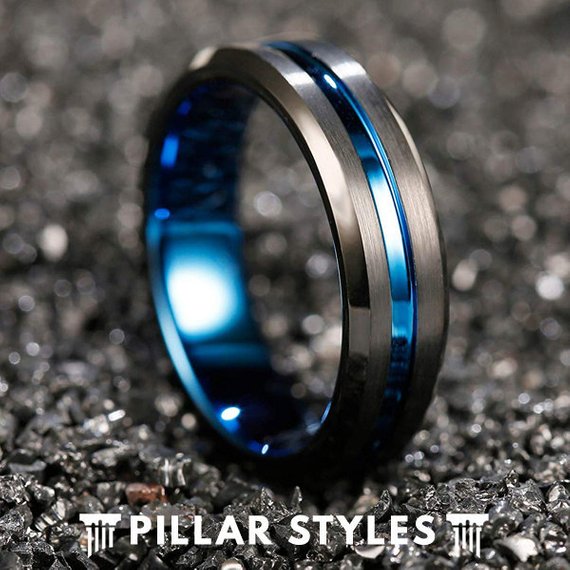 Blue Line Rings For Men Blue line mens wedding band | Honestweddingadvice.com
