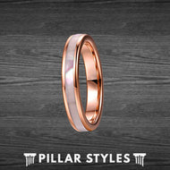 Thin Rose Gold Ring Womens Wedding Band Tungsten Ring - Pillar Styles