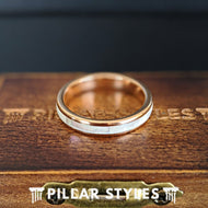 4mm Mother of Pearl Ring Womens Wedding Band 18K Thin Rose Gold Ring - Pillar Styles