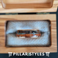 Unique Rose Gold Ring Wood Wedding Band Tungsten Ring - 8mm Rose Gold Ring with Arrow Inlay Mens Wooden Ring