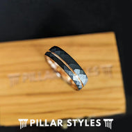 Thin 18K Rose Gold Ring Womens Wedding Band Faceted Tungsten Ring - 6mm Black Mens Ring
