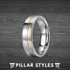 6mm & 8mm Damascus Ring with Rose Gold Inlay - Pillar Styles
