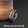 8mm Meteorite Ring Mens Wedding Band Whiskey Barrel Ring - Unique Tungsten Ring for Men - Pillar Styles