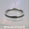 8mm Tungsten Meteorite Ring Mens Wedding Band with Black Carbon Fiber - Pillar Styles
