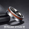 6mm Koa Wood Ring Titanium Wedding Band - Pillar Styles