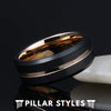 18K Rose Gold Tungsten Ring with Bevel Edges - Pillar Styles