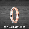 4mm Thin Rose Gold Ring Silver Faceted Womens Ring Tungsten Wedding Band - Pillar Styles