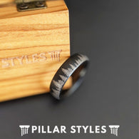 6mm Tree Ring Black Tungsten Ring Mens Wedding Band Nature Ring - Matching Couples Ring Set