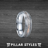 Meteorite Ring 6mm & 8mm Rose Gold Arrow Ring Tungsten Wedding Band Womens Ring