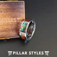 Koa Wood Ring with Abalone Shell Wooden Ring Tungsten Wedding Band Mens Ring Abalone Ring