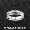 Dual Silver Meteorite Ring Mens Wedding Band - Pillar Styles