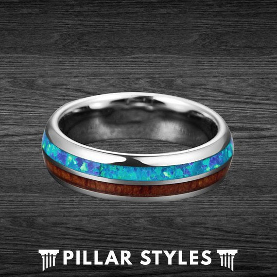 Men & Lady 8MM/6MM Tungsten Carbide Hawaiian Opal Blue Inlay Wedding Men & Lady 8MM/6MM Tungsten Carbide Hawaiian Opal Blue Inlay Wedding