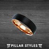 18K Rose Gold Wedding Bands Womens Ring 6mm Black Ring - Pillar Styles