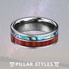 8mm Koa Wood Tungsten Ring With Abalone Shell - Pillar Styles