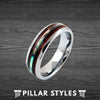 6mm/8mm Exotic Koa Wood Ring with Abalone Shell Inlay Mens Wedding Band Tungsten Ring Wooden Wedding Band Abalone Ring