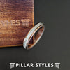 4mm Mother of Pearl Ring Womens Wedding Band 18K Thin Rose Gold Ring - Pillar Styles