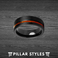 Black Tungsten Wedding Band Koa Wood Inlay 8mm Mens Wedding Band