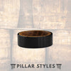 Mens Whiskey Barrel Ring 8mm Black Tungsten Wedding Band Mens Ring - Whiskey Barrel Wood Ring - Pillar Styles