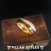 14K Gold Ring Mens Wedding Band Tungsten Ring - Meteorite Ring Wood Wedding Rings for Men