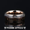 Rose Gold Deer Antler Ring Mens Wedding Band Koa Wood Ring - Pillar Styles