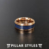 Lapis Lazuli Ring 18K Rose Gold Wedding Band Tungsten Ring - Rose Gold Ring with Step Edges