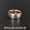 Silver Hammered Ring with Rose Gold Mens Wedding Band, 18K Rose Gold Ring - Pillar Styles