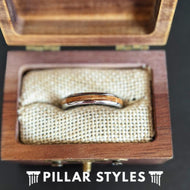 4mm Whiskey Barrel Ring Tungsten Wedding Bands Womens Ring - Thin Silver Bourbon Wood Ring - Pillar Styles