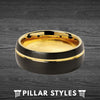 8mm 14K Yellow Gold Ring Tungsten Wedding Band - Pillar Styles