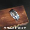 Black Meteorite Ring Mens Wedding Band Tungsten Ring - 8mm Meteorite Wedding Bands for Men Unique Nebula Ring