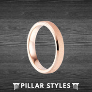 18K Rose Gold Ring Thin Womens Wedding Band Tungsten Ring with Beveled Edges - Pillar Styles