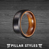 Black Tungsten Ring Mens Wedding Band Wood Rings for Men - Nature Ring