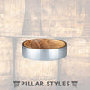 6mm Whiskey Barrel Ring - Silver Tungsten Wedding Band Mens Wood Ring - Pillar Styles