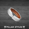 Thin Silver Whiskey Barrel Ring Wood Wedding Band Mens Ring - Pillar Styles