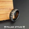 Forest Etched Black Tungsten Ring Mens Wedding Band Tree Ring - 8mm Unique Nature Rings