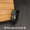 Black Hammered Ring Mens Wedding Band Opal Ring - Faceted Black Tungsten Rings for Men