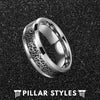 Celtic Knot Ring Mens Wedding Band Tungsten Ring - Unique Celtic Ring - Irish Wedding Ring - Celtic Inlay Mens Ring - Pillar Styles