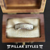 8mm Silver Deer Antler Tungsten Ring Mens Wedding Band - Unique Deer Antler Ring with Beveled Edges