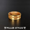 14K Gold Ring with Koa Wood Offset Inlay - Tungsten Wood Rings for Men 8mm Wooden Ring