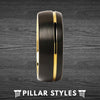 8mm 14K Yellow Gold Ring Tungsten Wedding Band - Pillar Styles