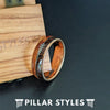 Unique Rose Gold Ring Wood Wedding Band Tungsten Ring - 8mm Rose Gold Ring with Arrow Inlay Mens Wooden Ring