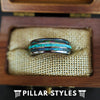 Tungsten Green Opal Ring Mens Wedding Band Abalone Ring Nature Wedding Ring with Opal Inlay - Pillar Styles