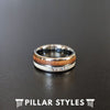 Whiskey Barrel Ring Mens Wedding Band Tungsten Deer Antler Ring - Unique Wooden Ring for Men - Pillar Styles