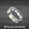 6mm & 8mm Damascus Ring with Rose Gold Inlay - Pillar Styles