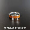 6mm Whiskey Barrel Ring Mens Wedding Band Tungsten Ring - Thin Wooden Ring Beveled Whiskey Rings for Men