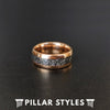 Rose Gold Meteorite Ring Mens Wedding Band Tungsten Ring - 18K Rose Gold Ring - Pillar Styles