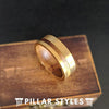 14K Gold Ring with Koa Wood Offset Inlay - Tungsten Wood Rings for Men 8mm Wooden Ring