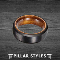 Black Tungsten Ring Mens Wedding Band Wood Rings for Men - Nature Ring