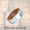 Whiskey Barrel Wood Ring Silver Tungsten Wedding Band - Pillar Styles