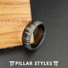 6mm Tree Ring Black Tungsten Ring Mens Wedding Band Nature Ring - Matching Couples Ring Set