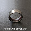 Wenge Wood Ring Mens Wedding Band Silver Hammered Ring 8mm Tungsten Mens Ring